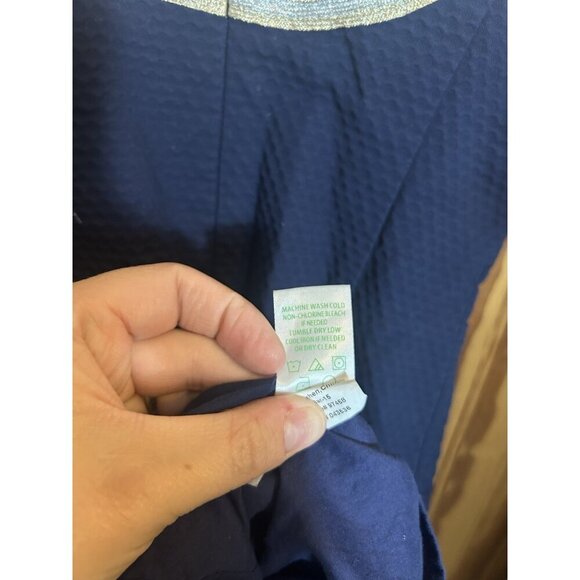 LILLY PULITZER VALLI SHIFT DRESS in True Navy Gold Silver Size 0 Metallic Preppy - Picture 11 of 11